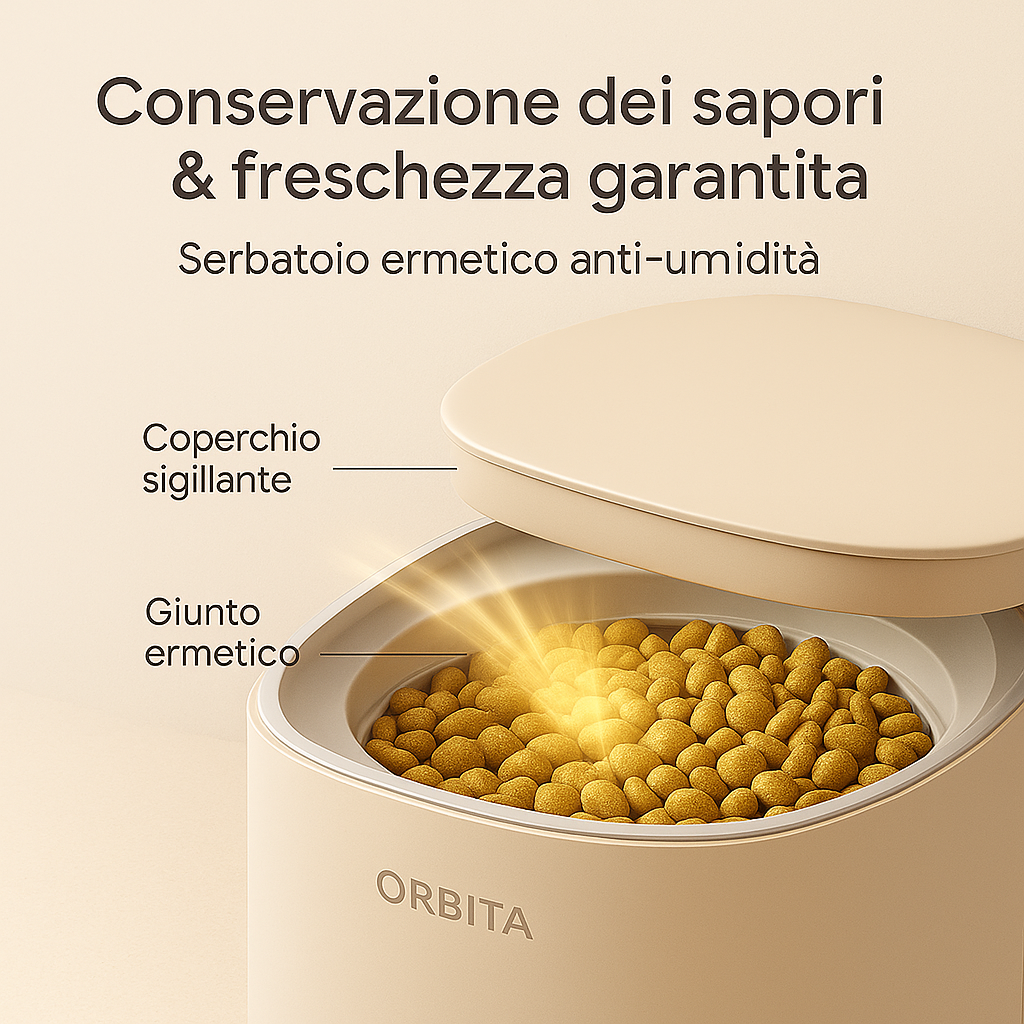 ORBITA Feed — Distributore automatico di crocchette connesso e silenzioso per gatti